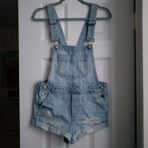H&M Coachella Collection Denim Overall Shorts